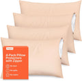 Ultra Soft Pillow Protectors with Zipper King Size - Set of 4 Breathable Pillow Covers - 100% Protection Against Stains, Dust & Dirt…