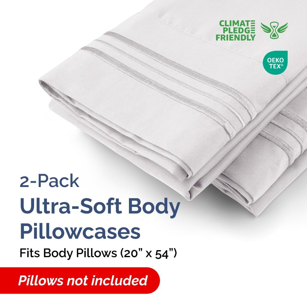 Body Pillowcases Set of 2-20x54 Long Body Pillow Case - Soft Body Pillow Cover for Sleeping & Side Sleepers - Comfy, Breathable & Wrinkle…