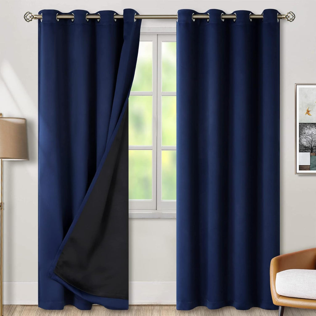 BGment Thermal Insulated 100% Blackout Curtains for Bedroom with Black Liner, Double Layer Full Room Darkening Noise Reducing Grommet Curta…
