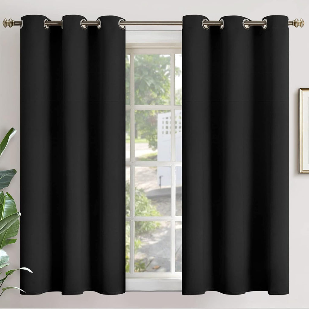 YoungsTex 54 Inch Length Blackout Curtains for Bedroom - Short Thermal Insulated Drapes with Grommet Room Darkening Privacy for Office Livi…
