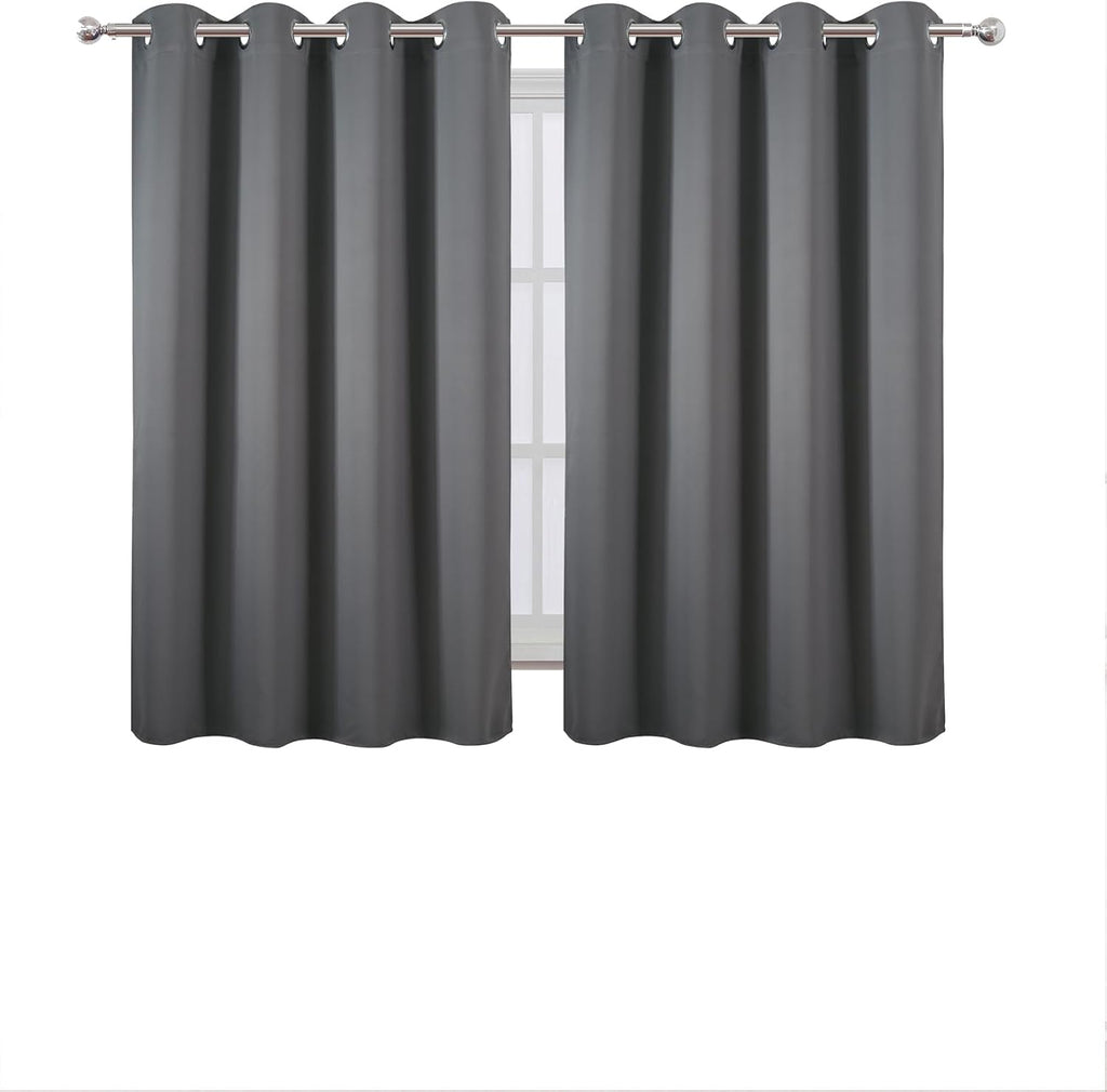 Lemomo Blackout Curtains 66 x 54 Inch Long Frost Grey Curtains Set of 2 Panels Room Darkening Curtains for Bedroom and Living Room 54 Inch…