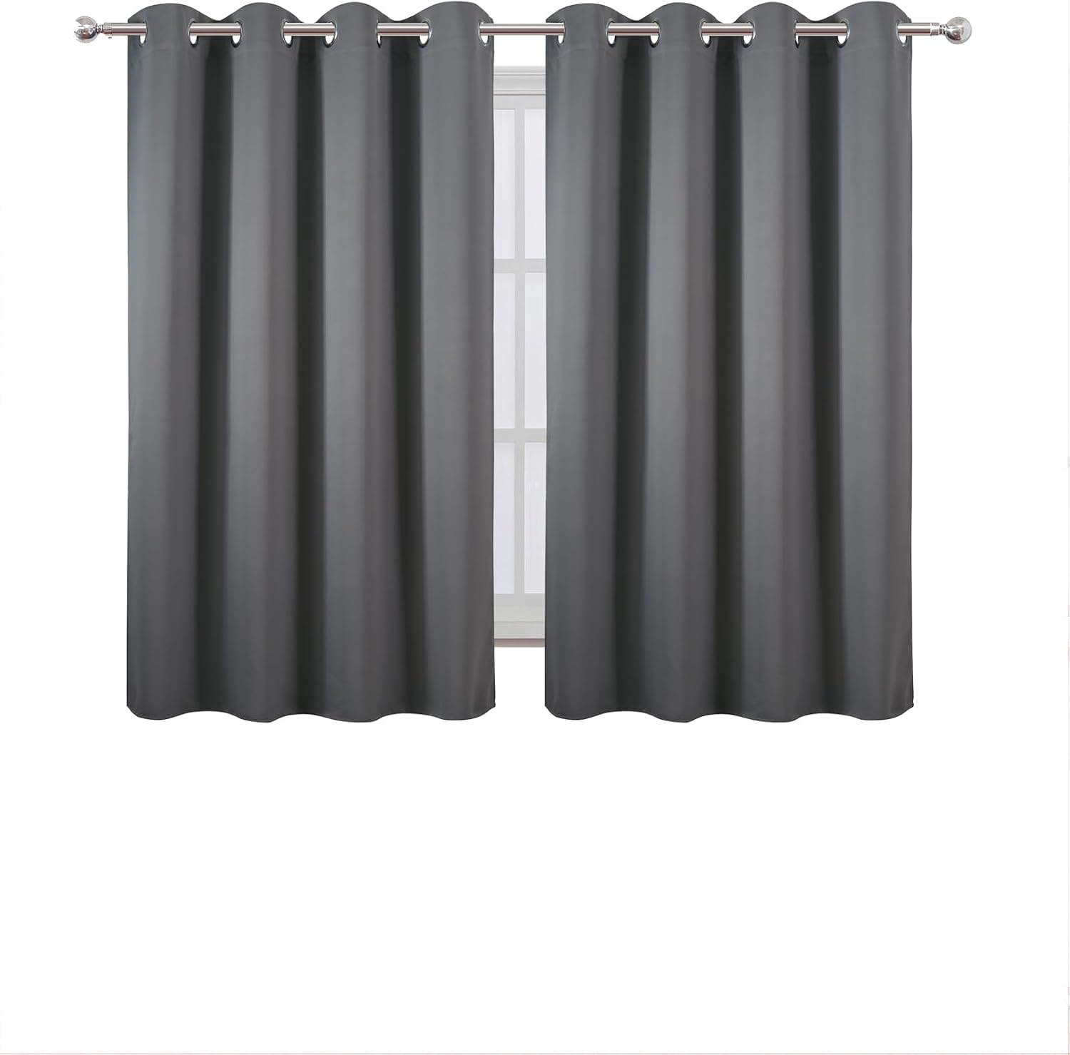 Lemomo Blackout Curtains 66 x 54 Inch Long Frost Grey Curtains Set of 2 Panels Room Darkening Curtains for Bedroom and Living Room 54 Inch…