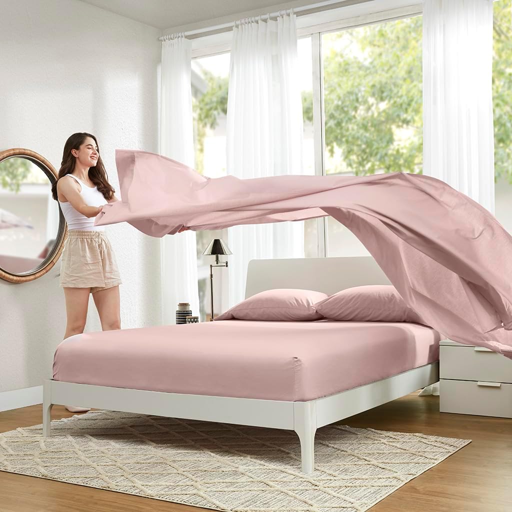ComfortSpaces Comfort Spaces 100% Cotton Sheets Full, Breathable & Ultra Soft Cotton Sheets, Naturally Cool Cotton Bed Sheets with 14" Elas…