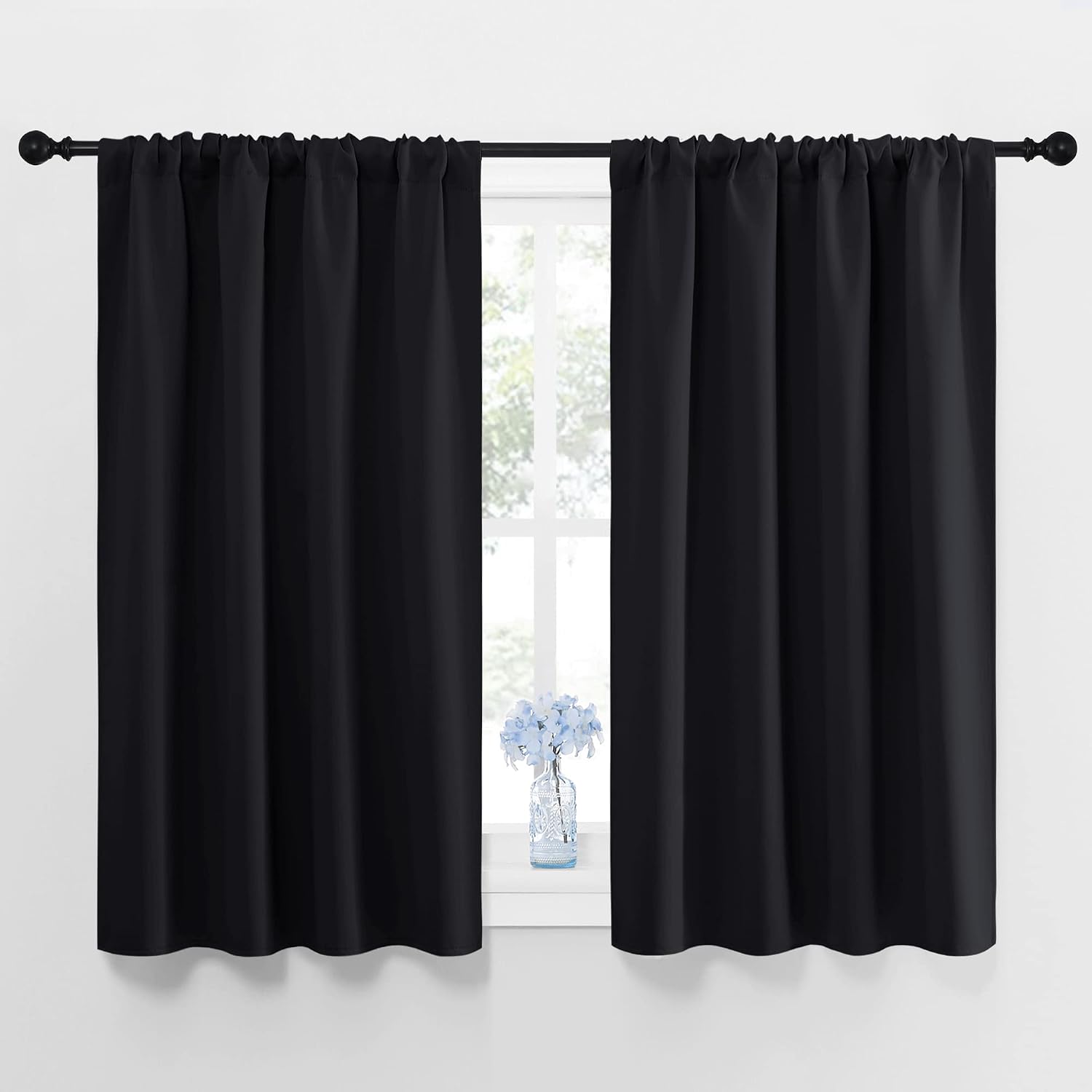 NICETOWN Black Out Short Curtain Panels for Kitchen - Energy Smart Decoration Thermal Insulating Blackout Drapes/Draperies for Bathroom…