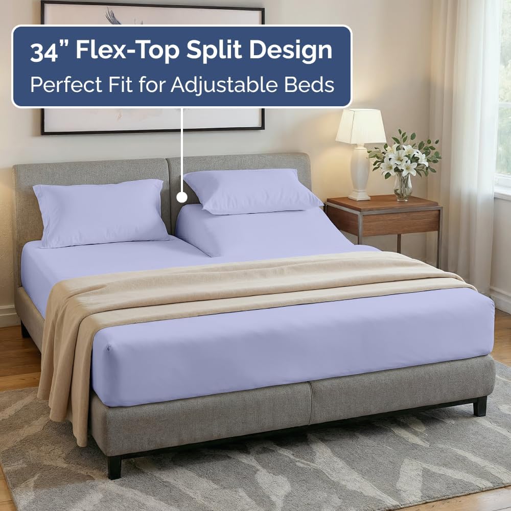 Flex Top Split Head King 4 Piece Sheet Set - Soft, Breathable & Cooling Bed Sheets Set - Hotel Luxury Bedding for Women & Men with Deep…