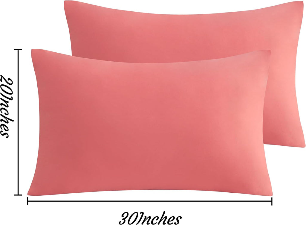Ntbay Queen Pillow Cases Set of 2, 2 Pack Brushed Microfiber 20x30 Pillow Cases, Soft, Wrinkle, Fade, Stain Resistant Coral Pink Pillow Cas…
