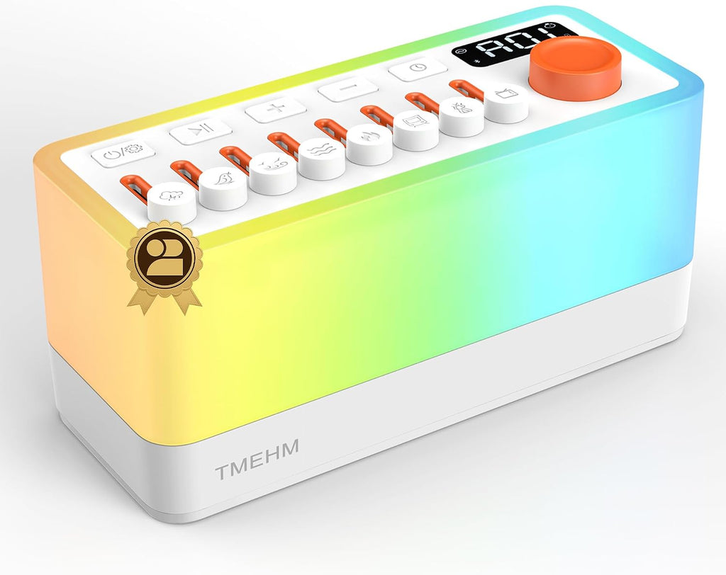 Tmehm 3-in-1 Sleep Sound Machine with 8 Mixable Nature Sounds, Portable Bluetooth Speaker & 12-Color Night Light, White Noise, Sleep Timer…