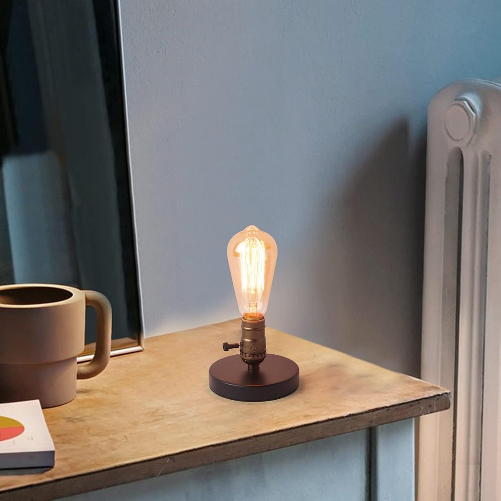 Vintage Table Lamp, Industrial Desk Lamp Small Retro Bedside Lamp with ON/Off Switch E26 Lamp Holder for Home Lighting Decor, Cafe Bar…