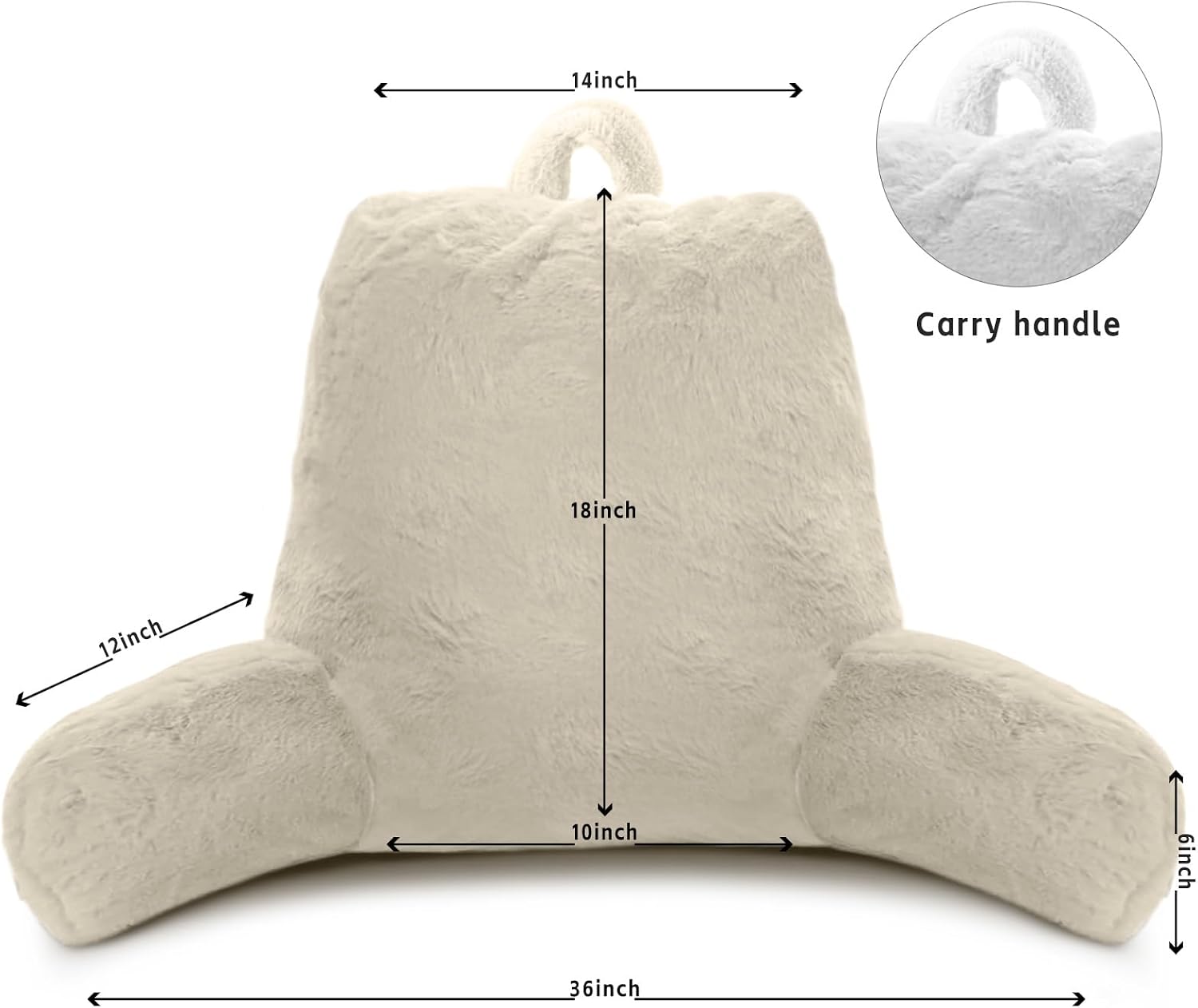 OAISZ Reading Pillow for Sitting in Bed Adult, Reading Pillow with Shredded Memory Foam, Bed Pillow with Faux Fur Washable Cover, Back…