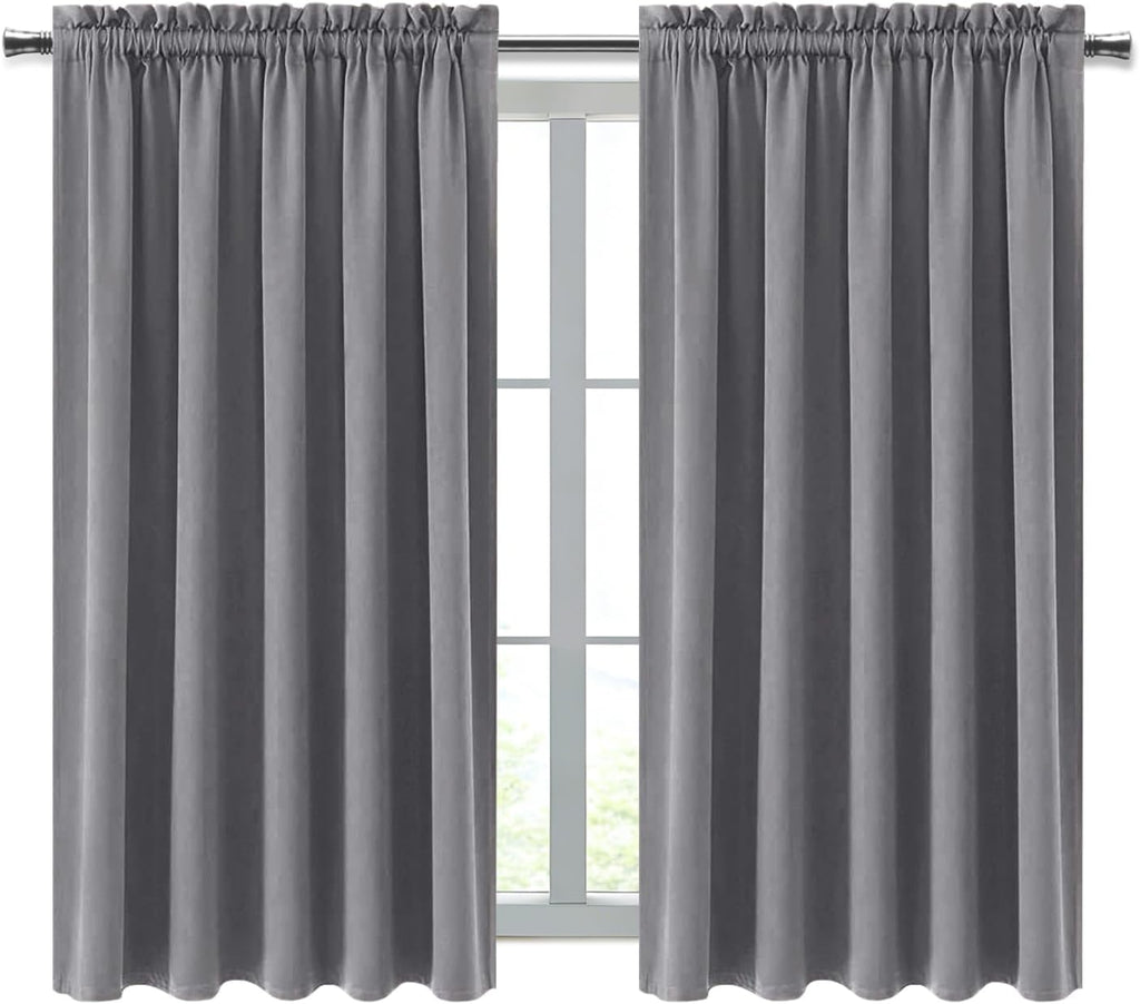 DWCN Blackout Curtains for Living Room Thermal Insulated, Energy Saving & Noise Reducing Bedroom Curtains, Grey, W 70x L 72 Inch, Set of…