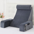Vekkia 21" Large Reading Pillow with Adjustable Arms & Headrest – Wide Backrest Cushion for Adults with Extra-Large Pockets for Reading…