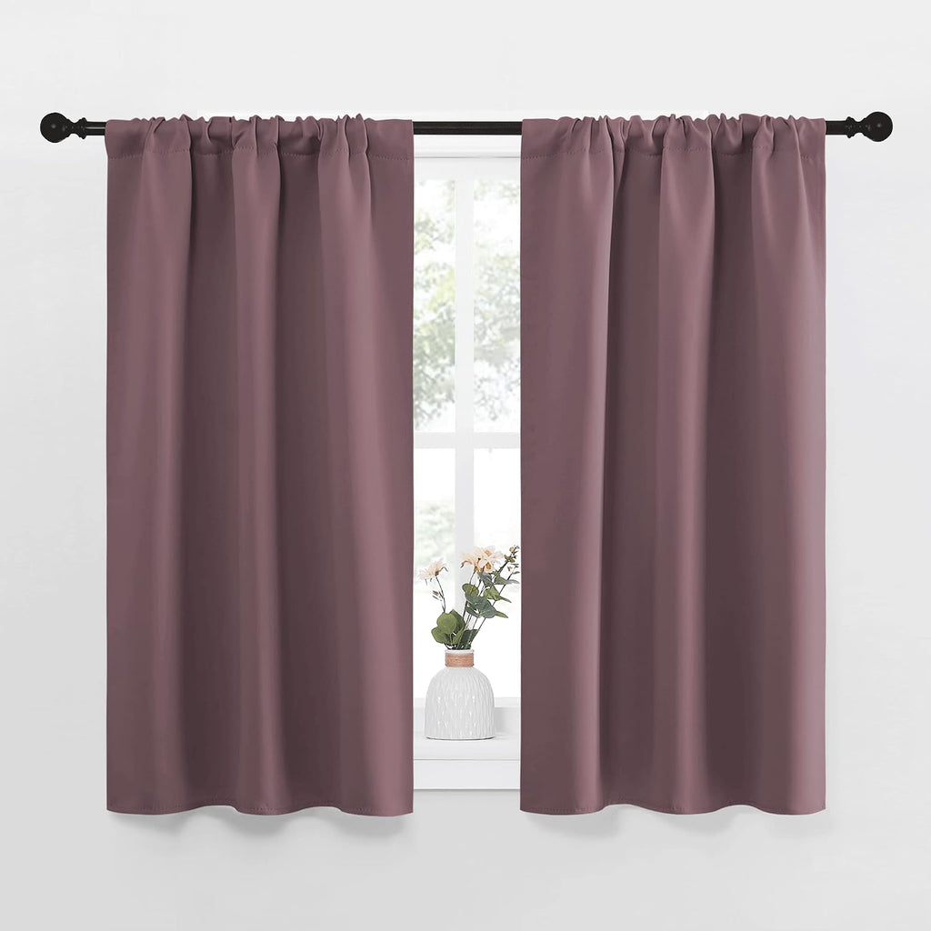 NICETOWN Kitchen Curtains, Short Blackout Curtains & Drapes, Small Window Draperies for Dining Room, Cupboard (Dry Rose, 34" W by 45" L…
