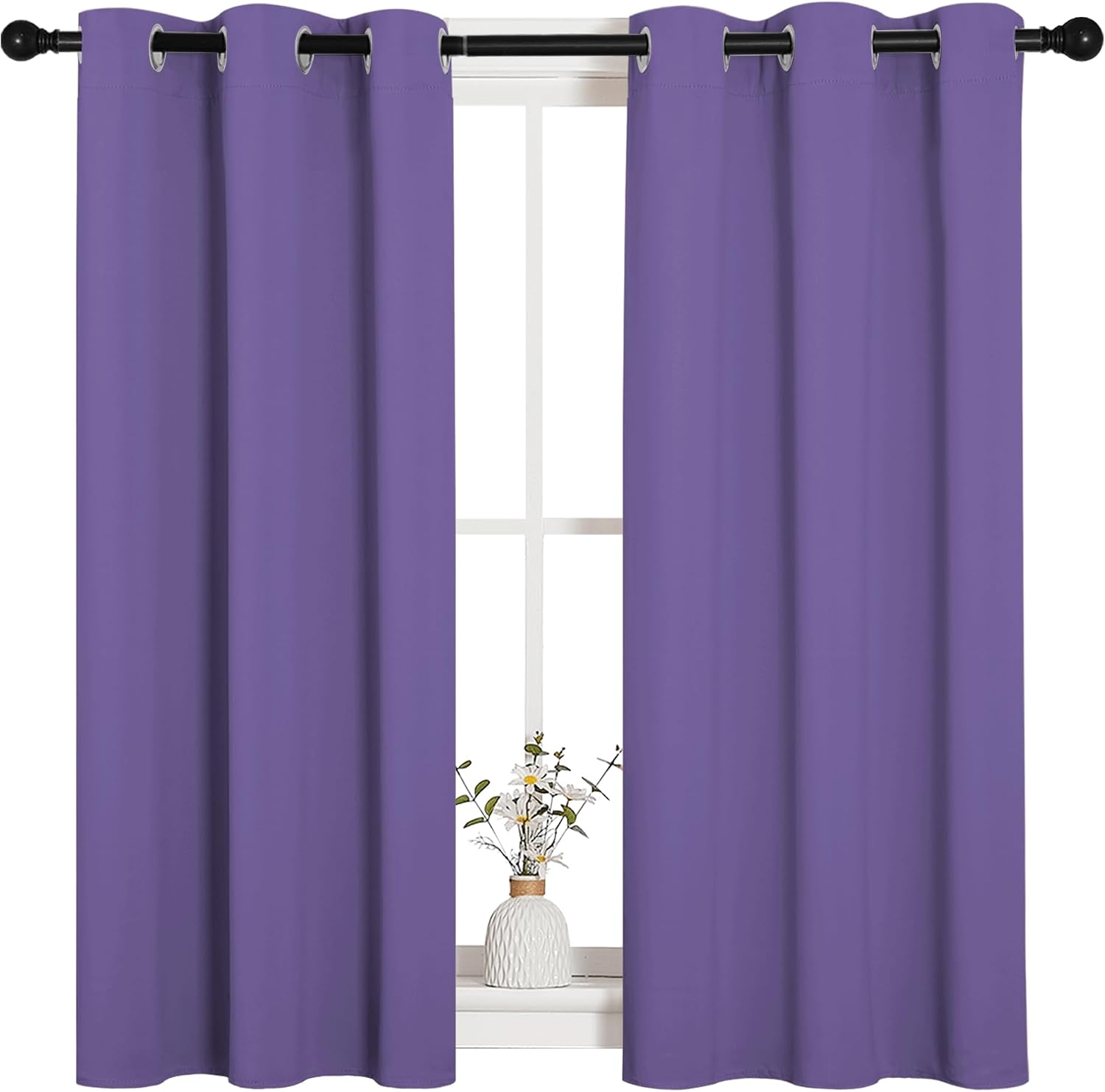 NICETOWN Bedroom Curtain Panels Blackout Draperies, Thermal Insulated Solid Grommet Blackout Curtains/Drapes (Lilac Purple, 1 Pair, 34 by…