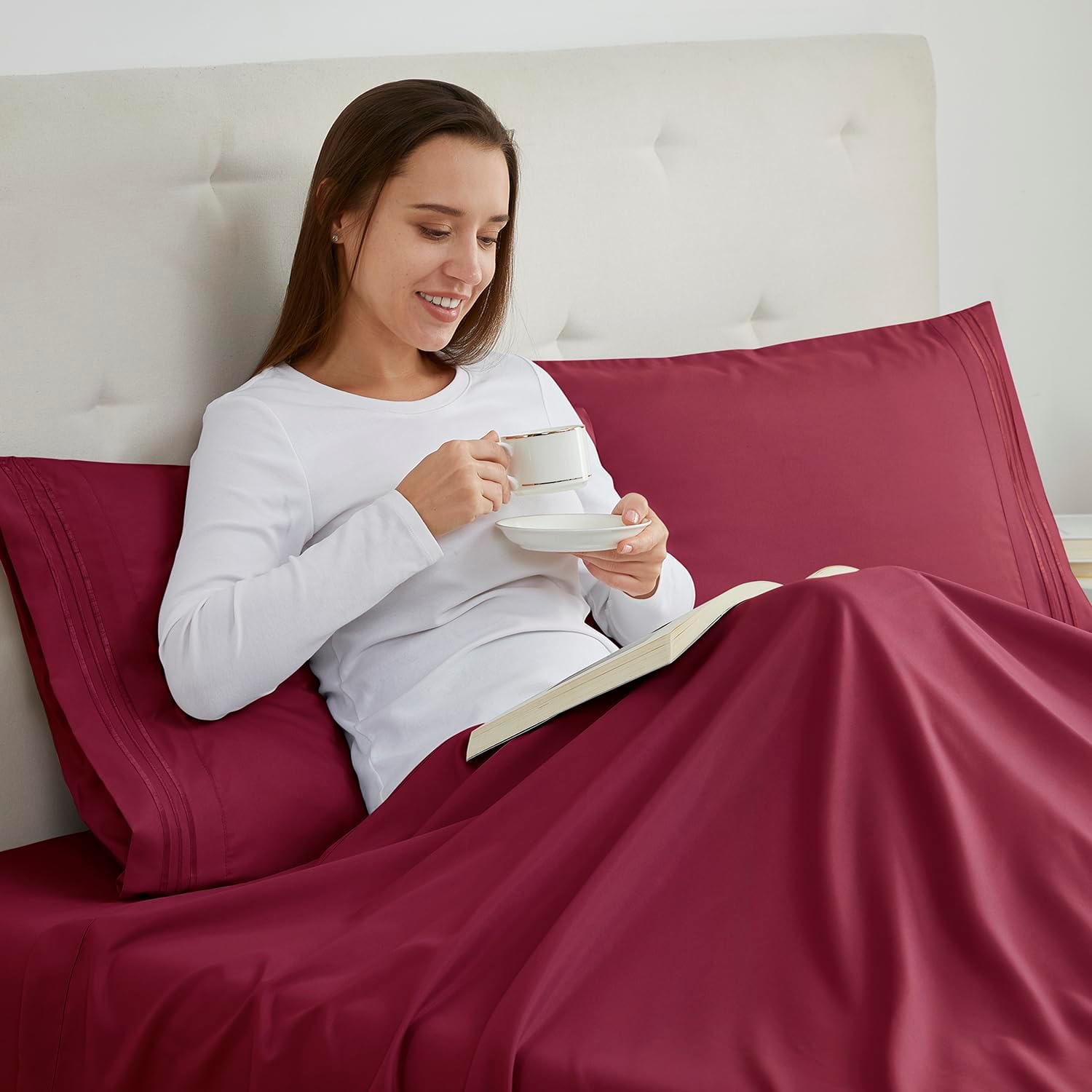 Nestl Burgundy King Pillow Cases 2 – Soft King Size Pillow Case, 1800 Brushed Microfiber Pillowcases, Envelope Closure Pillowcase, King Pil…