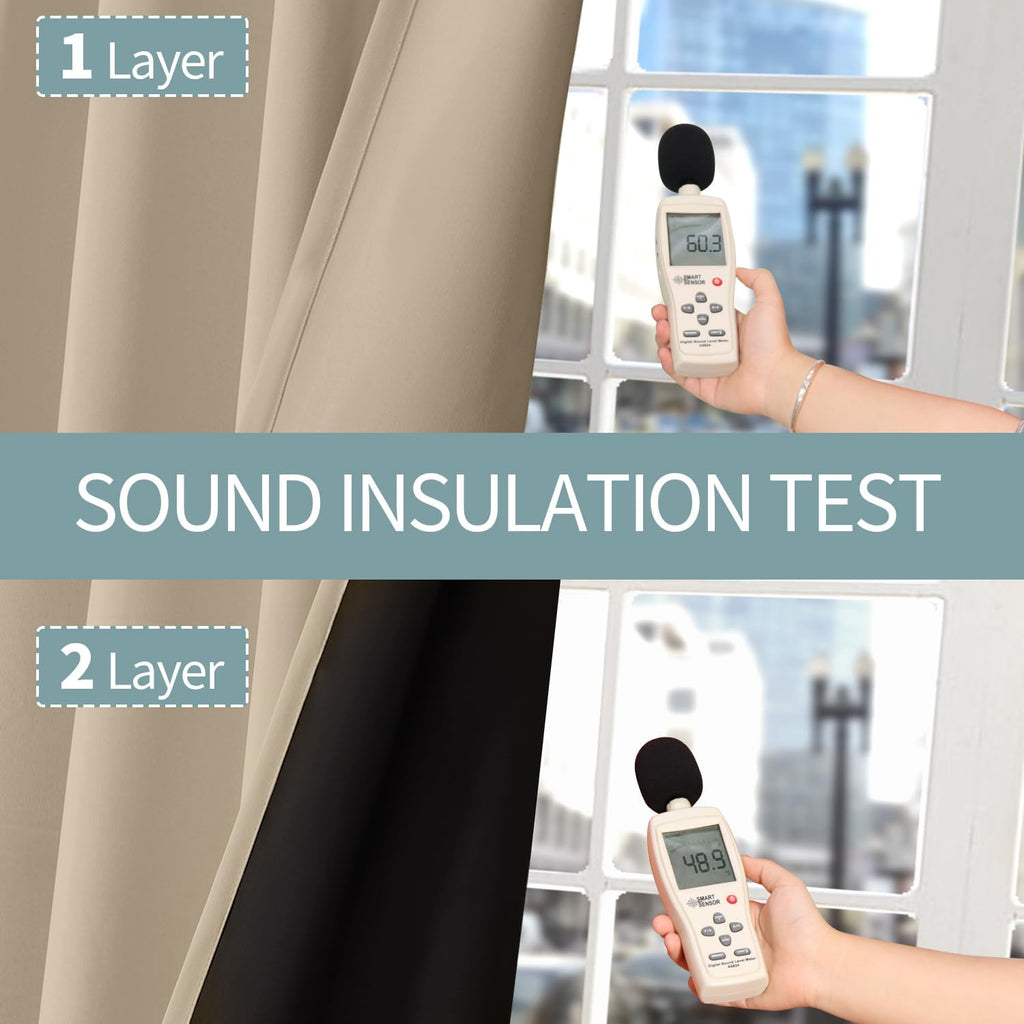 BGment Thermal Insulated 100% Blackout Curtains for Bedroom with Black Liner, Double Layer Full Room Darkening Noise Reducing Grommet Curta…