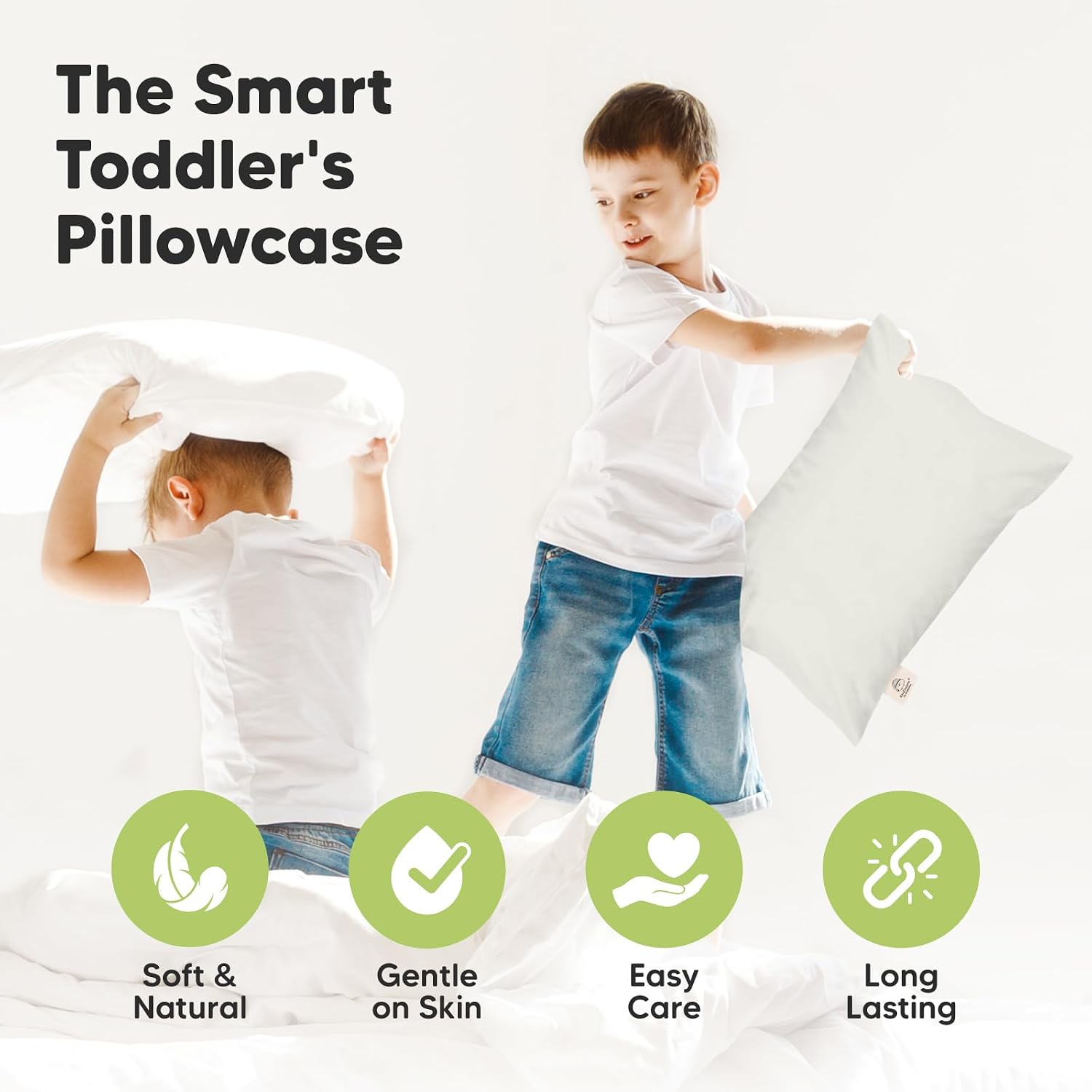 KeaBabies Toddler Pillowcase 13"x18" - Organic Cotton Toddler Pillowcase for Kids, Boys, Girls, Soft & Durable Cotton Cover for Miniature…