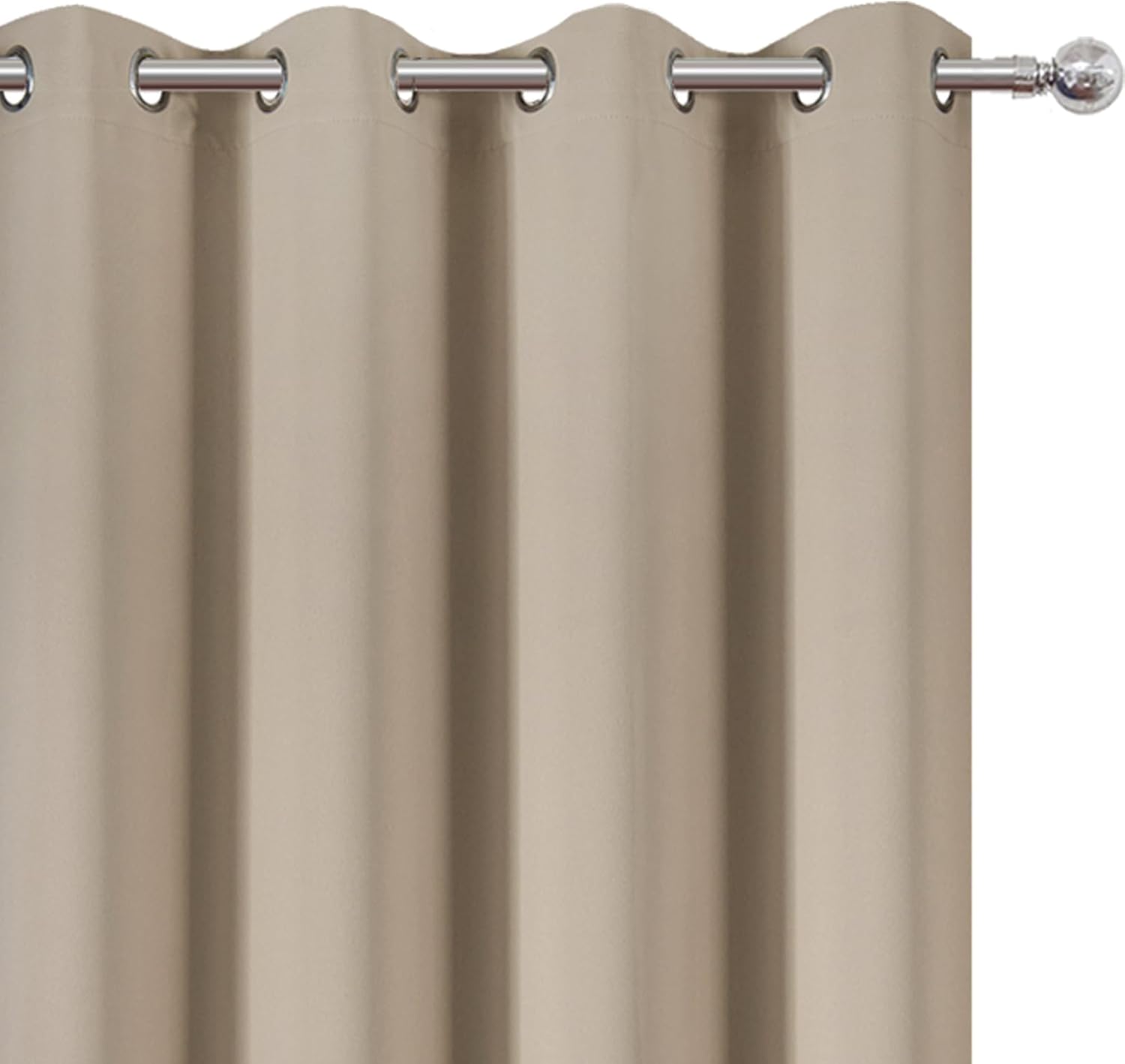 Lemomo Khaki Thermal Blackout Curtains/52 x 54 Inch/Set of 2 Panels Room Darkening Curtains for Bedroom 54 Inch silver