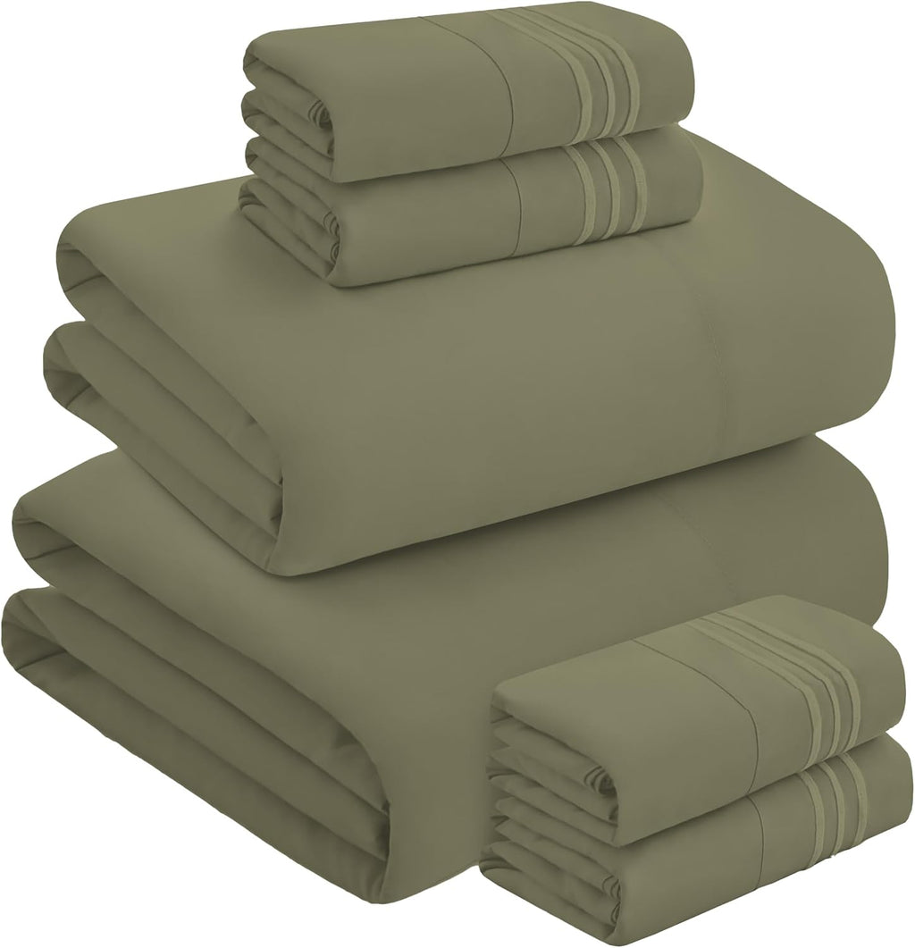 MocassiLuxuryBedding Mocassi Luxury 4-Piece Sheet Set, Ultra Soft 1800 Hotel Quality Microfiber Sheet Set, Fits Mattresses Up to 18 to 24 I…