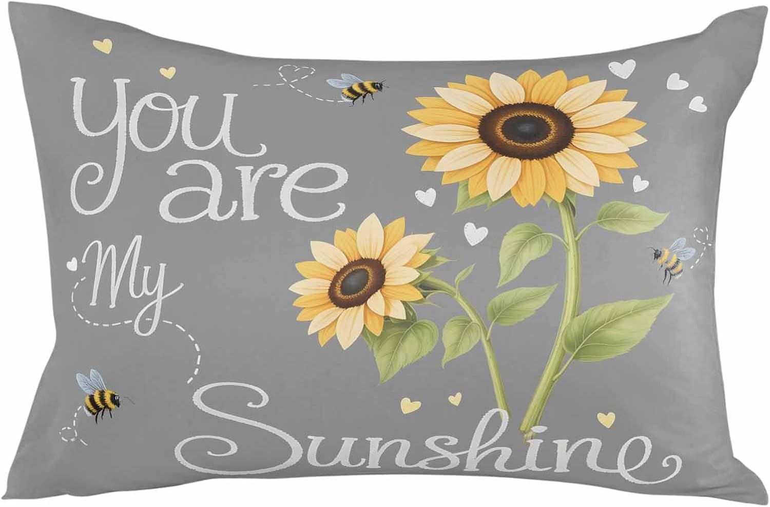 Rgaienmelw You Are My Sunshine Throw Pillow Covers Queen Size 20x30 Inches, Rectangle Decorative Pillowcase with Zipper, Yellow Sunflo…