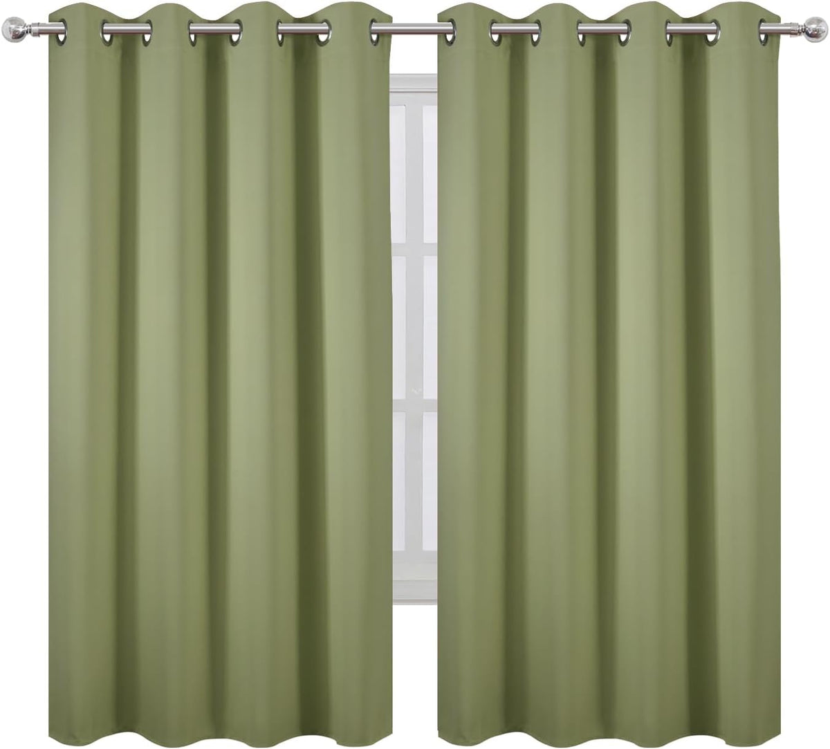 Lemomo Sage Green Blackout Curtains 66 x 63 Inch Length/Set of 2 Curtain Panels/Thermal Insulated Room Darkening Blackout Curtains for Bedr…
