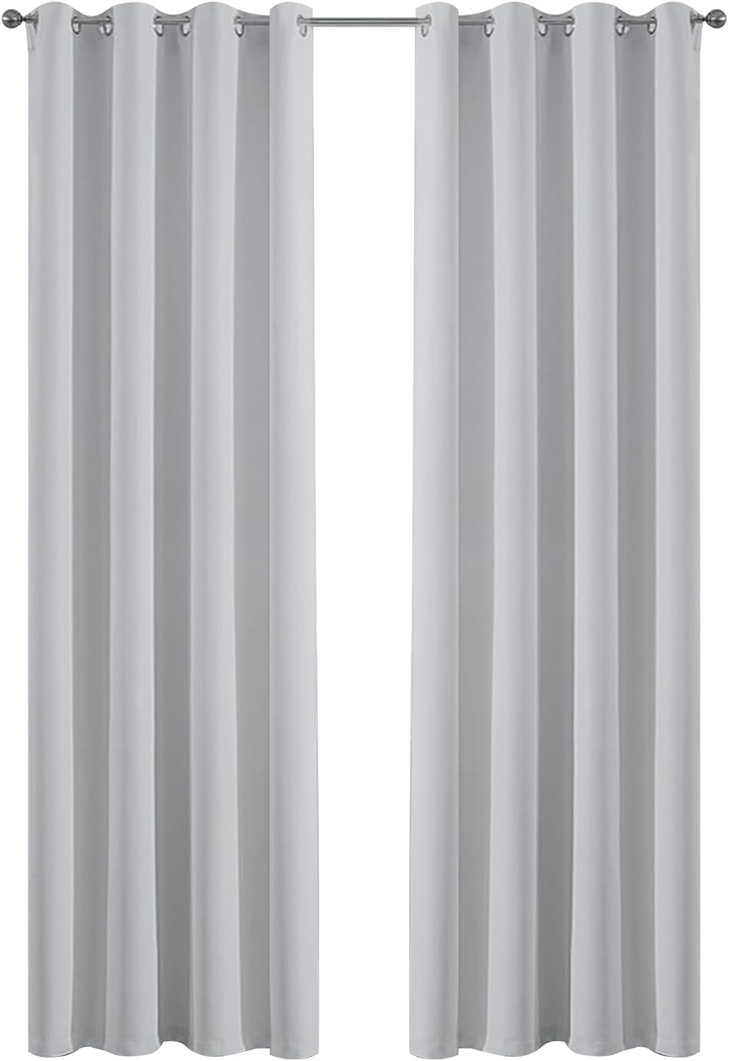 Yakamok Greyish White Curtains for Bedroom, Grommet Thermal Insulated Room Darkening Curtains for Living Room,52W x 84L,2 Panels