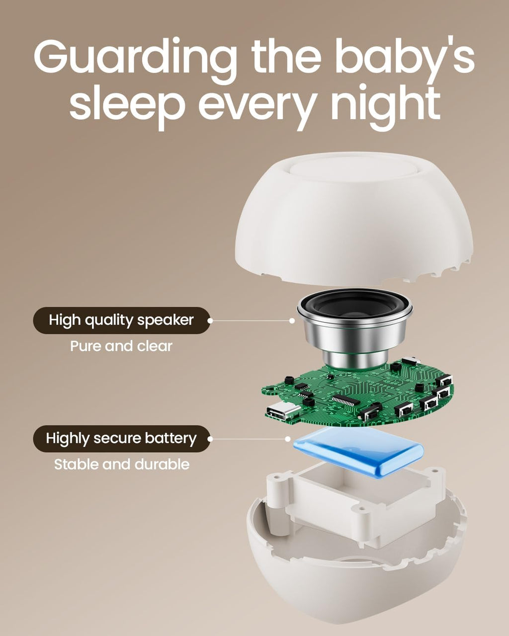 CHICWAY 2026 Mom's Choice Awards, Portable Sound Machine for Baby Adult, AI Cry Detection, 18 Soothing Sound, Bluetooth Rechargeable…