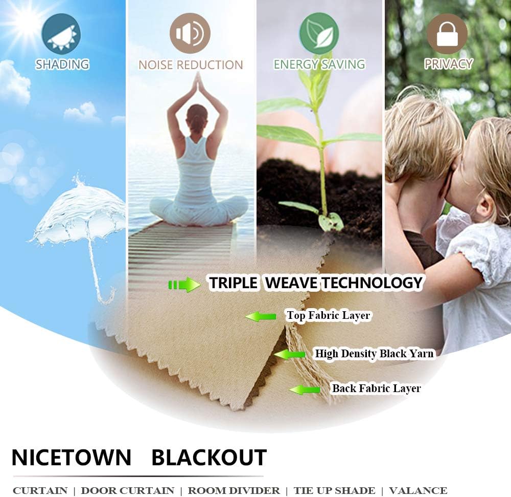 NICETOWN Doorway Curtains, Room Darkening Curtain and Drape Energy Efficient Warmth Grommet Curtain for Office & Classroom (Biscotti…