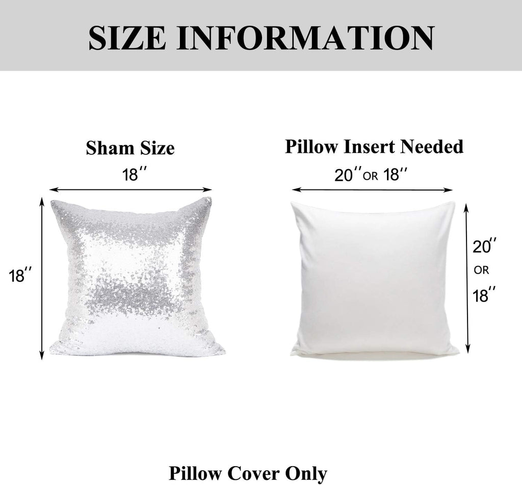 YOUR SMILE Pack of 2, New Luxury Series Silver Decorative Glitzy Sequin & Comfy Satin Solid Throw Pillow Cover Cushion Case for…