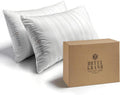 Hotel Grand Bed Pillows Standard Size Set of 2 Packs - 500 Thread Count 100% Cotton Medium Firm Hypoallergenic Feather Down Pillows…