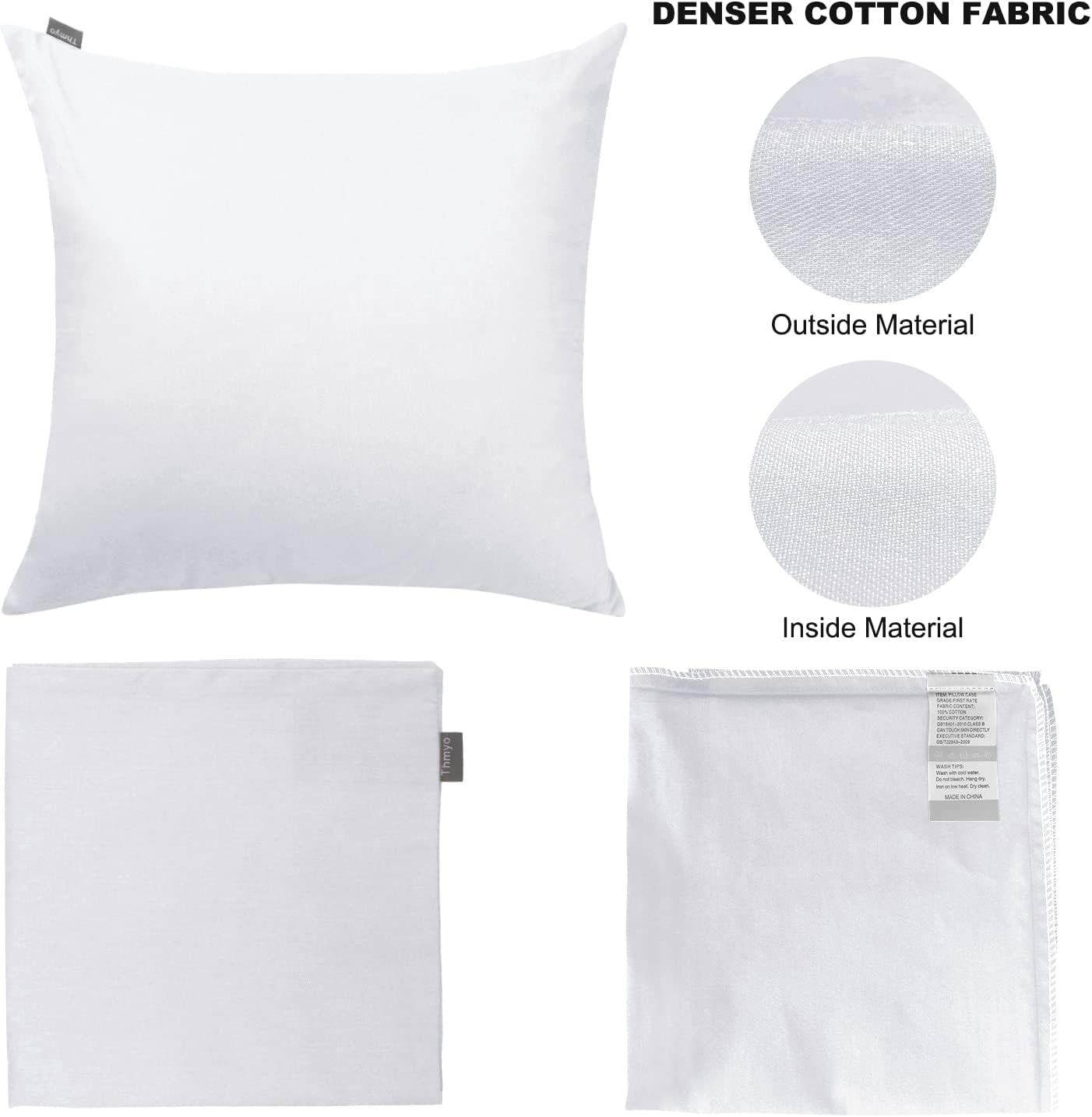 Thmyo 4-Pack 100% Cotton Comfortable Solid Decorative Throw Pillow Case Square Cushion Cover Pillowcase Sublimation Blank Pillow Covers DIY…
