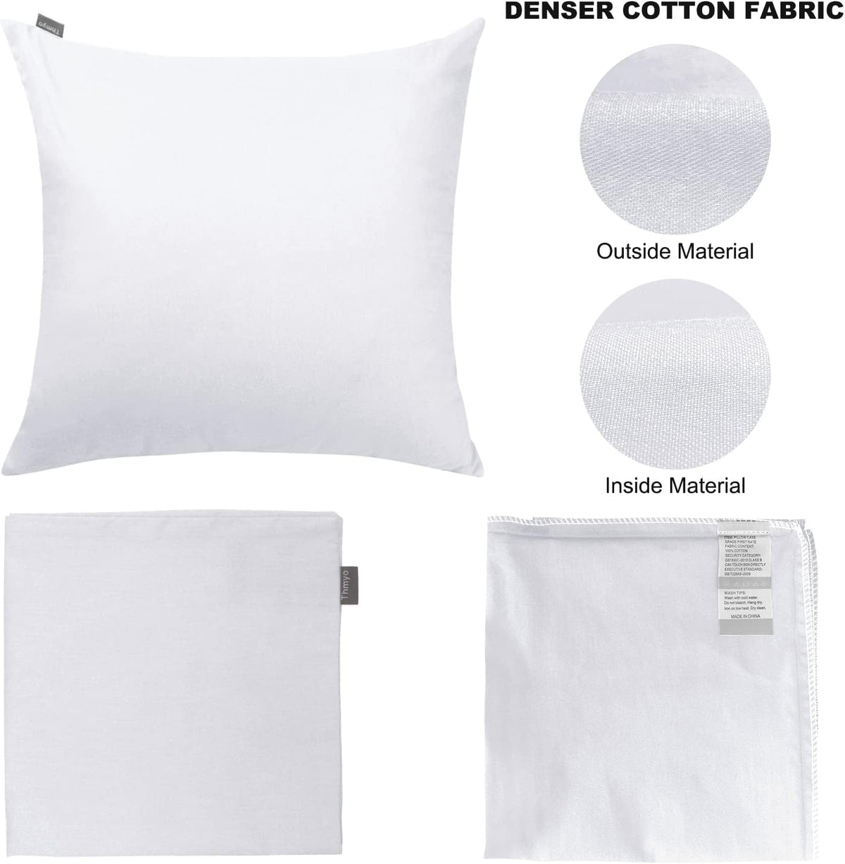 Thmyo 4-Pack 100% Cotton Comfortable Solid Decorative Throw Pillow Case Square Cushion Cover Pillowcase Sublimation Blank Pillow Covers Chr…