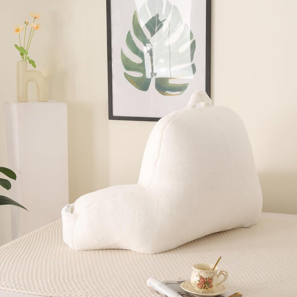 Pajeo Aesthetic Reading Pillow for Bed, Soft Faux Fur Armres Pillow with Arms for Gaming & Lounging, Oeko-TEX Certified Plush Backrest Pillow…