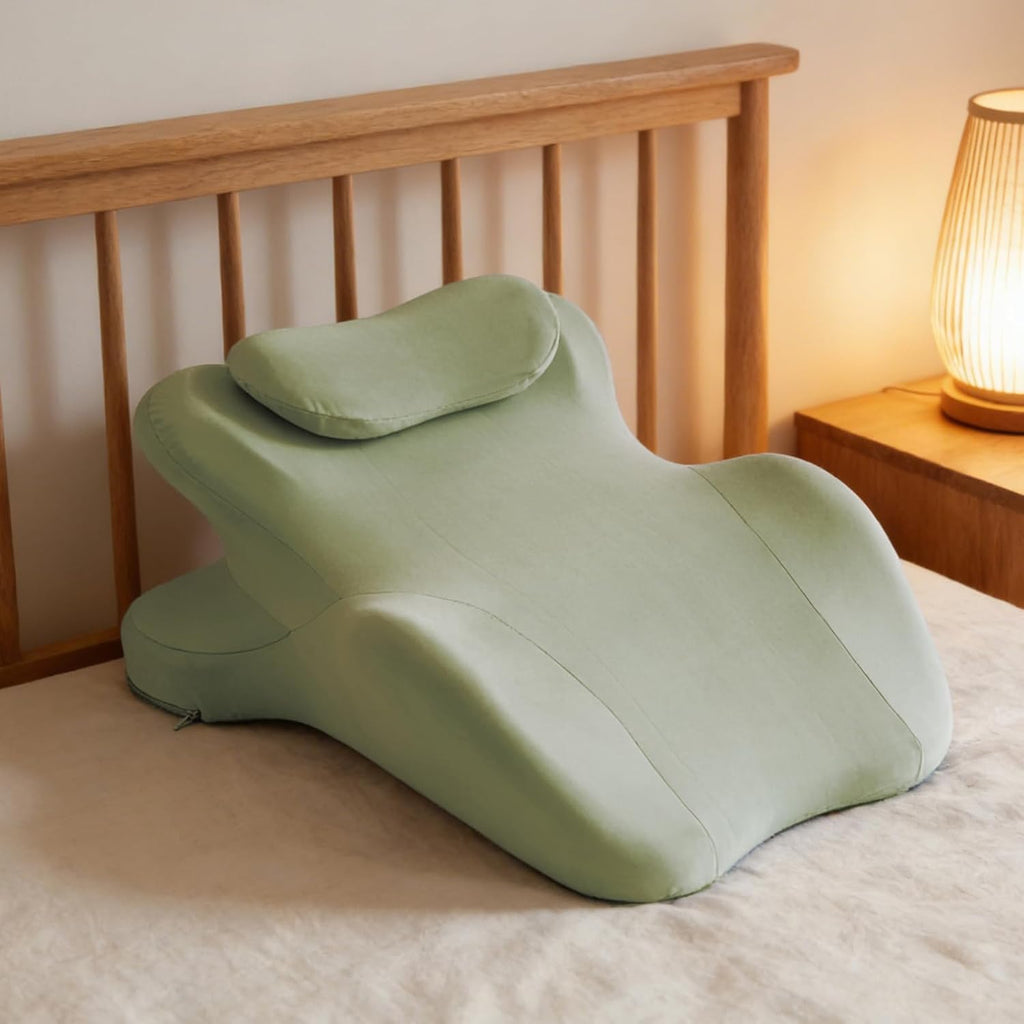Reading Pillow for Watching tv and Reading in Bed, Ergonomic Wedge Pillow Prone Position with Support More Comfortable (Green, One Size)