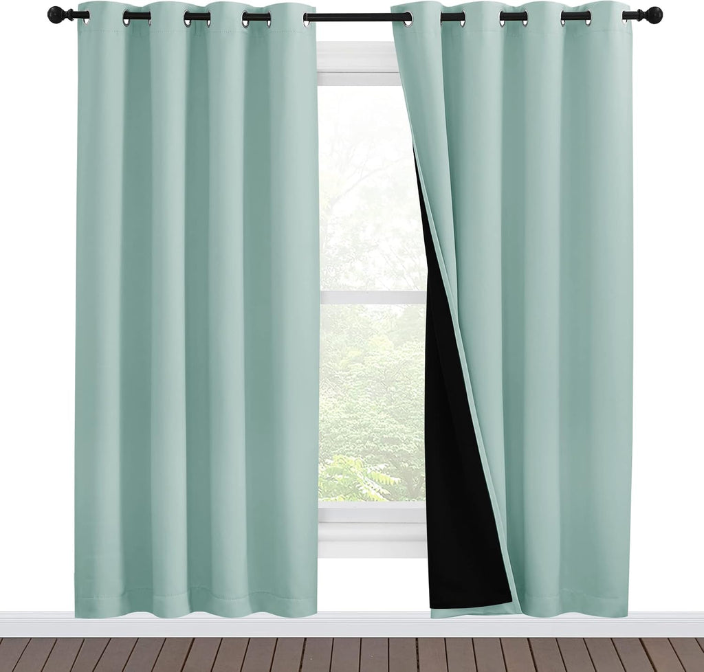 Nicetown 100% Blackout Window Curtain Panels, Full Light Blocking Drapes with Black Liner for Nursery, 78-inch Drop Thermal Insulated Drape…