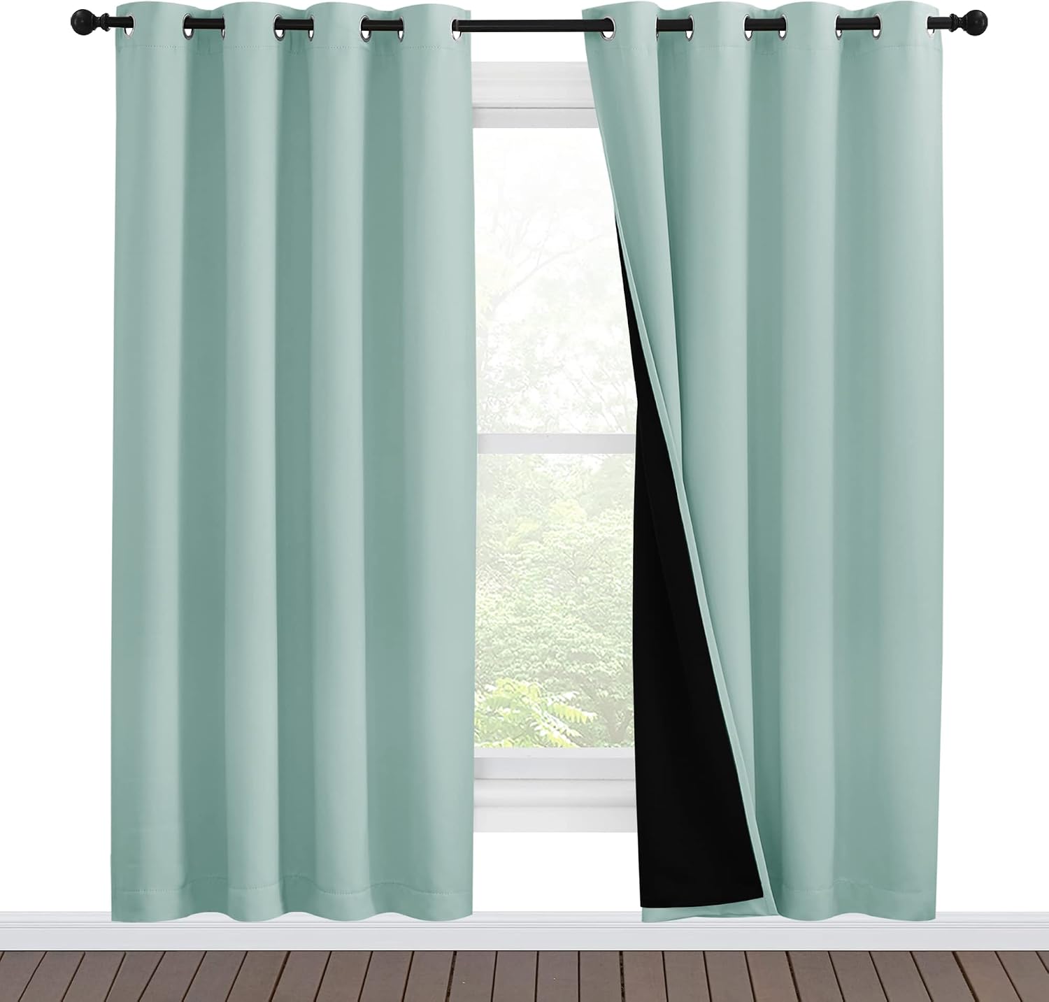 Nicetown 100% Blackout Window Curtain Panels, Full Light Blocking Drapes with Black Liner for Nursery, 78-inch Drop Thermal Insulated Drape…
