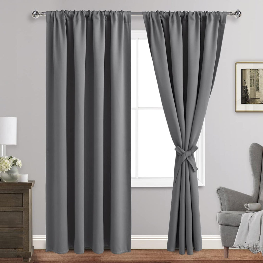Jiuzhen Blackout Curtains for Bedroom - Thermal Insulated Room Darkening Noise Reducing, 52 x 84 Inch Length Curtains for Living Room, Set…