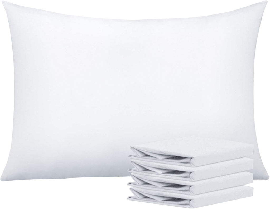 Ntbay Queen Pillowcase Set - 4 Pack Brushed Microfiber 20x30 Pillowcases - Soft, Wrinkle-Free, Fade-Resistant, Stain-Resistant, White Pillo…