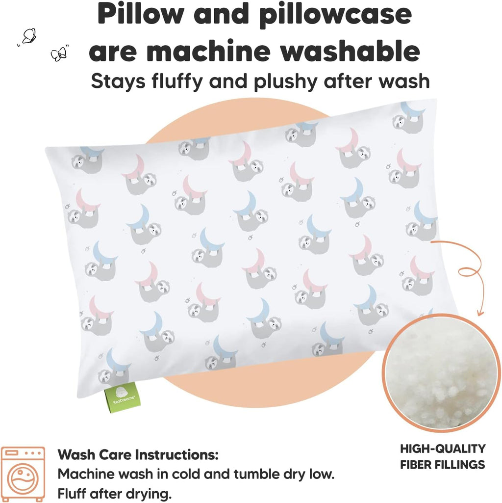 Toddler Pillow with Pillowcase - 13x18 My Little Dreamy Kids Travel Bed Pillows for Sleeping, Organic Cotton Small Pillowcase, Soft &…