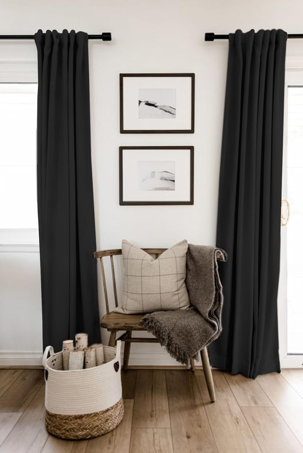 100BlackoutShield 100% Blackout Shield Linen Blackout Curtains for Bedroom 84 Inches Long, Back Tab/Rod Pocket Living Room Drapes, Thermal…