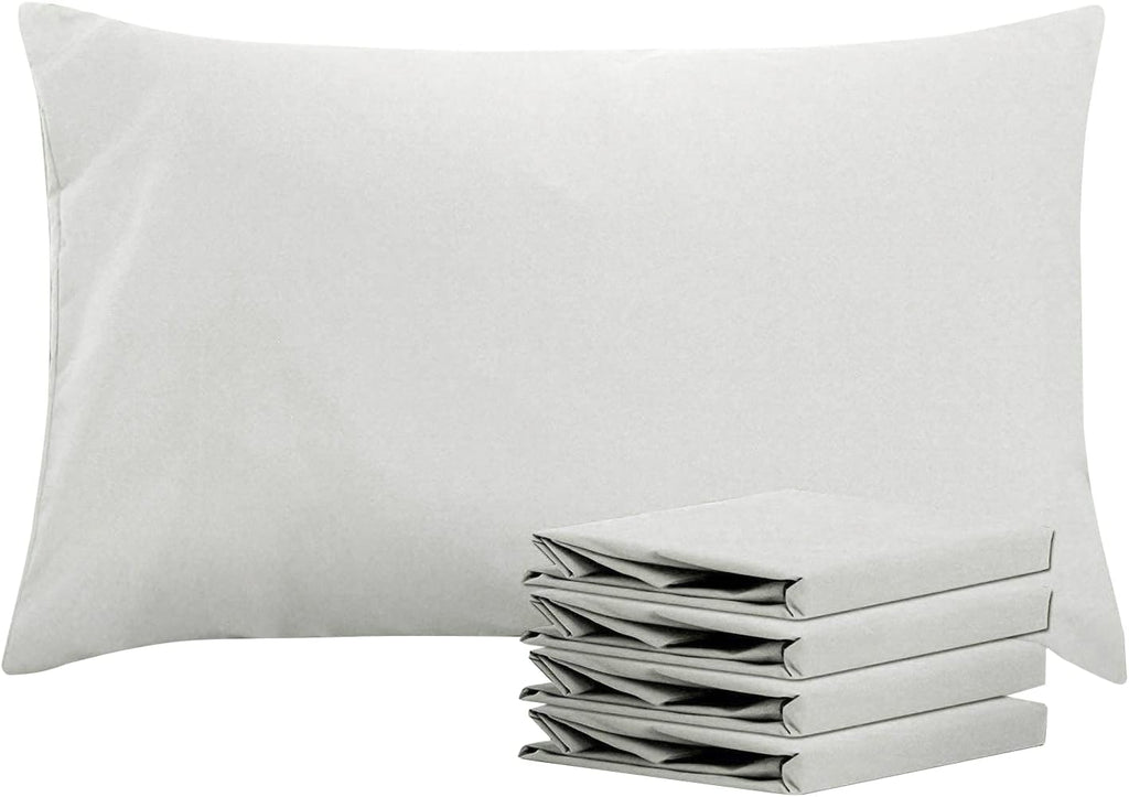 Ntbay Queen Pillowcase Set - 4 Pack Brushed Microfiber 20x30 Pillowcases - Soft, Wrinkle-Free, Fade-Resistant, Stain-Resistant, Light Grey…