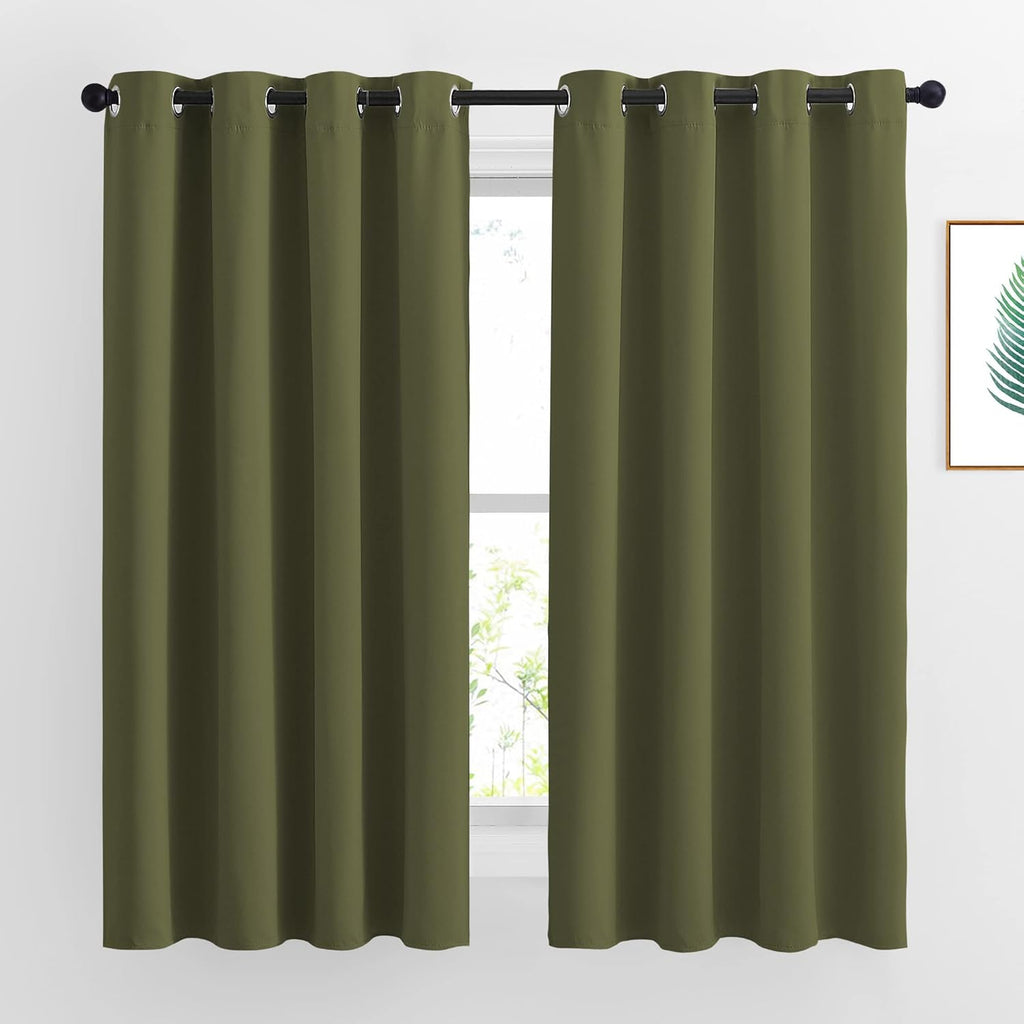 Nicetown Blackout Olive Green Curtains 63 inches Long, Functional Blackout Window Treatments Thermal Drapes Privacy Assured for Bedroom, 2…