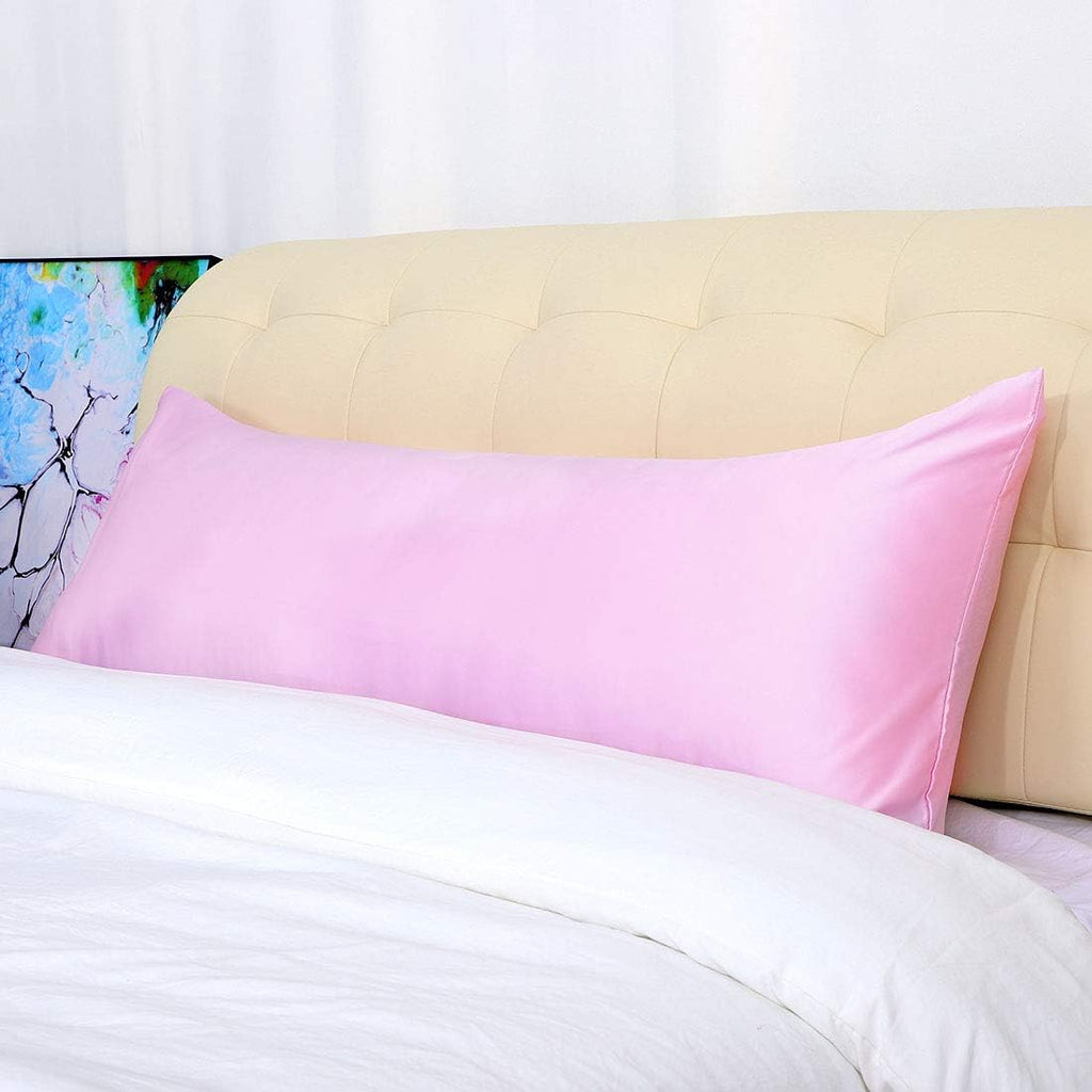uxcell Body Pillow Cover 20x54 Inch Light Pink Silky Satin Body Pillowcases for Hair and Skin Luxury Cooling Soft Smooth Washable