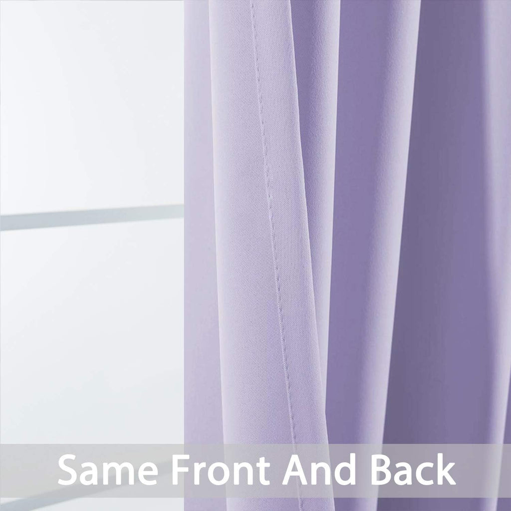 Yakamok Room Darkening Grommet Window Drapes Thermal Insulated Light Blocking Blackout Curtains for Bedroom(52Wx72L, Lilac,2 Panels)