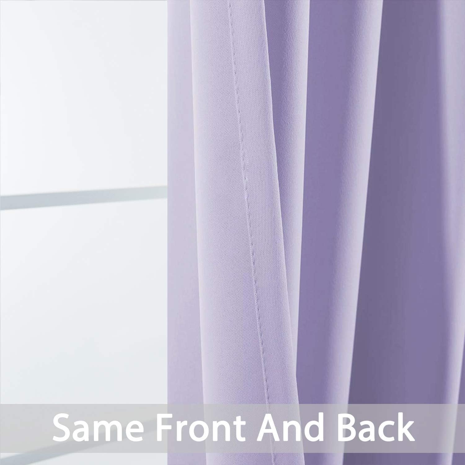 Yakamok Room Darkening Grommet Window Drapes Thermal Insulated Light Blocking Blackout Curtains for Bedroom(52Wx72L, Lilac,2 Panels)