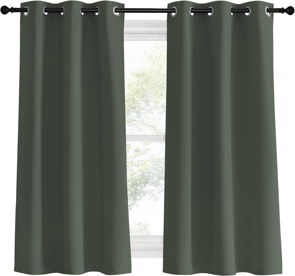 NICETOWN Thermal Insulated Curtains Blackout Draperies, Dark Mallard, Set of 2, 34 by 60 inches Long, Window Treatment Solid Grommet Room…