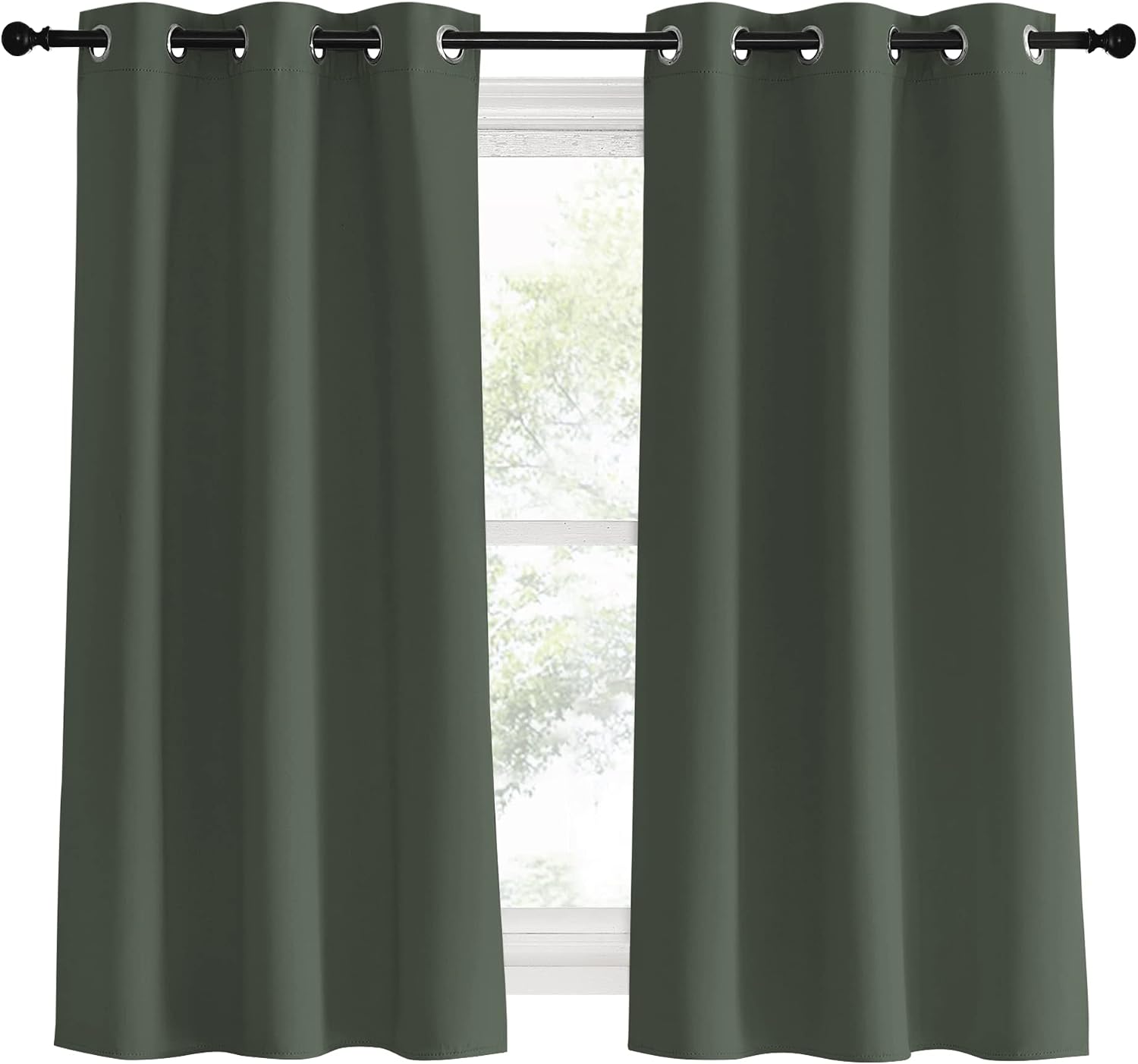 NICETOWN Thermal Insulated Curtains Blackout Draperies, Dark Mallard, Set of 2, 34 by 60 inches Long, Window Treatment Solid Grommet Room…