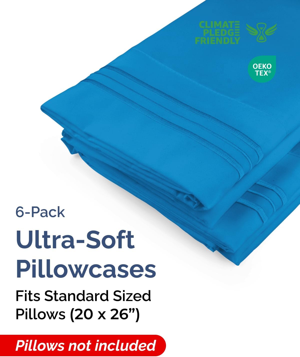 Standard Pillow Cases Set of 6 - Ultra Soft Hotel Quality Pillowcase Covers - Comfy & Wrinkle Free - Shrink & Fade Resistant - Machine…