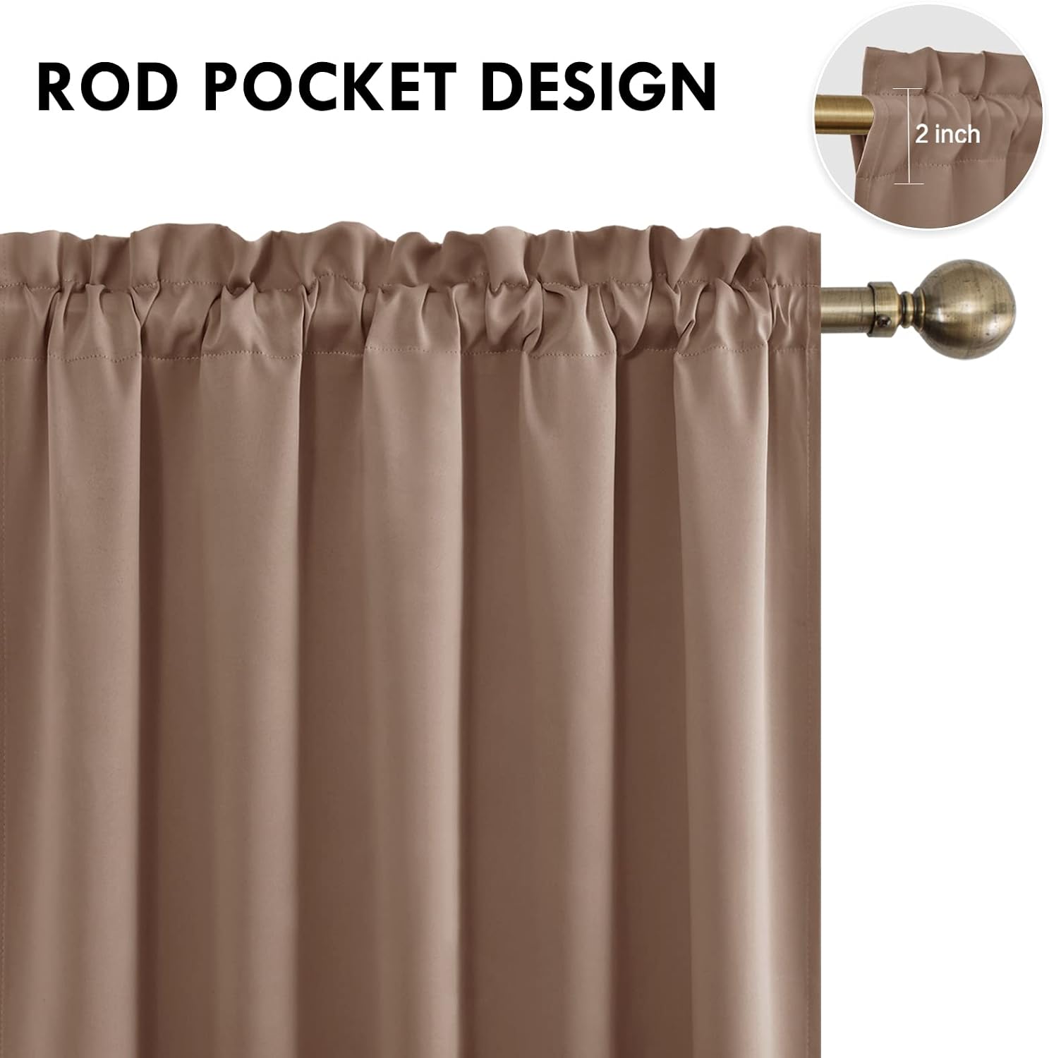 Dwcn Blackout Curtains for Bedroom – Rod Pocket Thermal Insulated Noise Reducing Noise Reducing Drapes for Living Room, W 60 x L 63 Inch, 2…