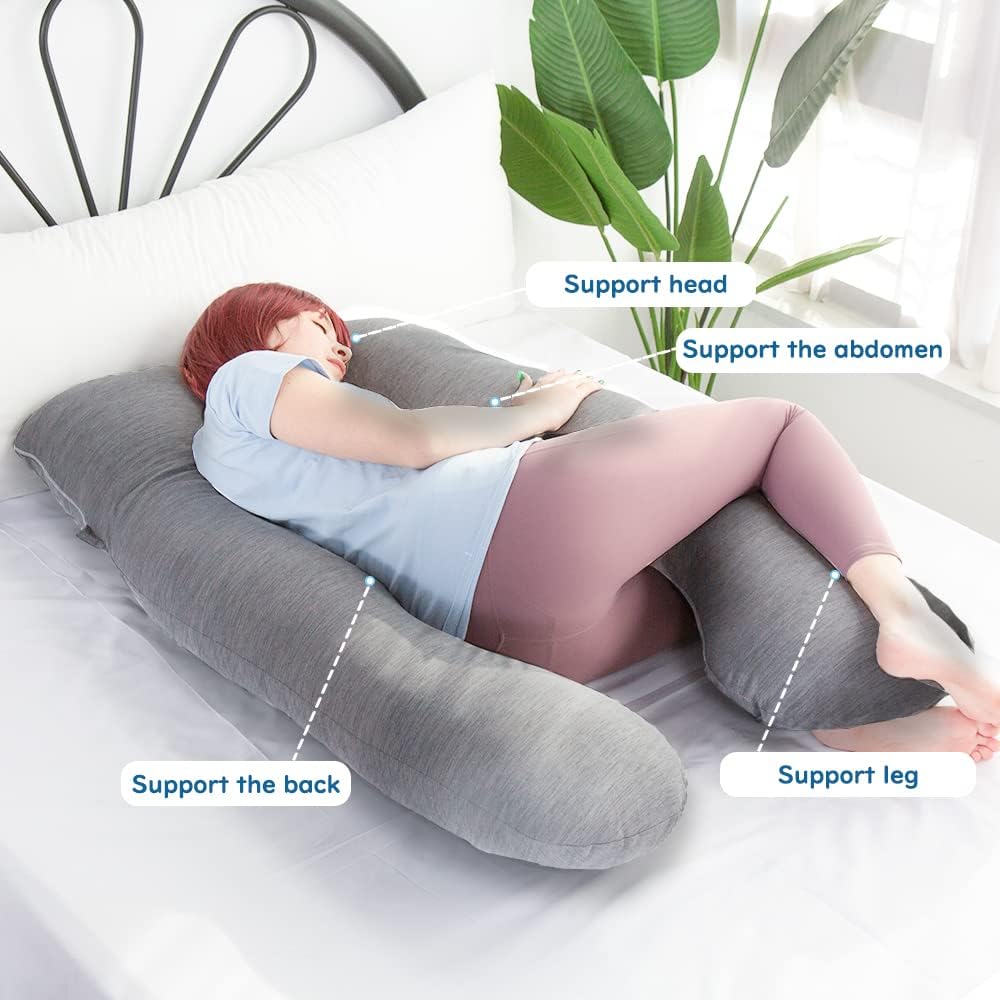 Moonpine MOON PINE Pregnancy Pillow, U Shaped Full Body Pillow for Maternity Support, Sleeping Pillow with Cover for Pregnant Women (Coolin…