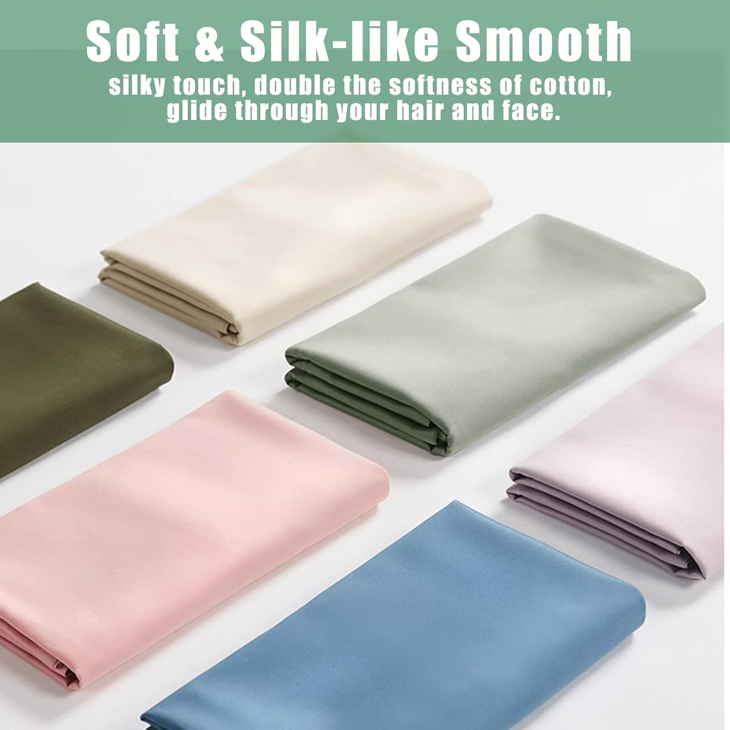 TELUS Green Pillow Cases Queen Size 2 Pack, Bamboo Rayon Cooling Pillowcases with Envelope Closure, Cool Breathable Pillow Cover for Hot…